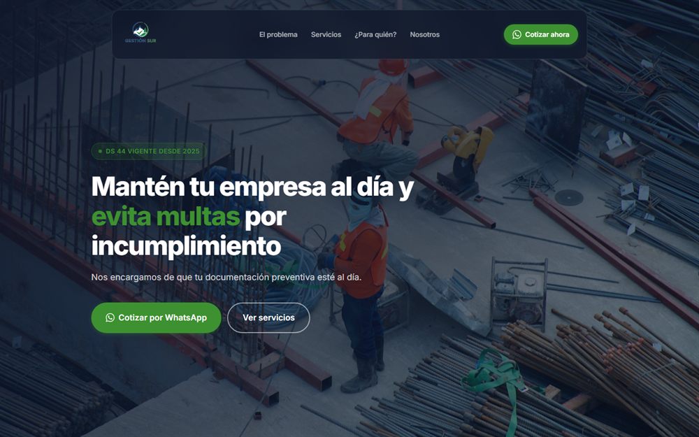 Portada del sitio de Gestión Sur