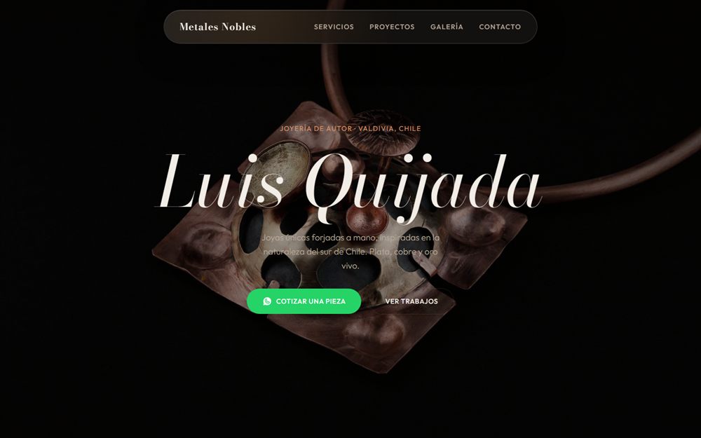Portada del sitio de Metales Nobles
