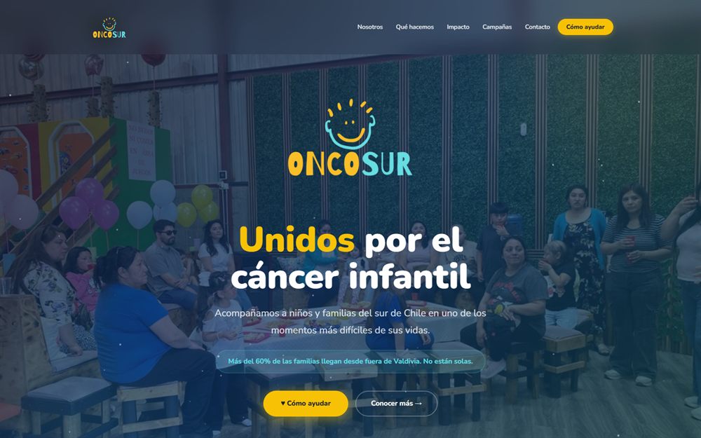 Portada del sitio de Fundación Oncosur