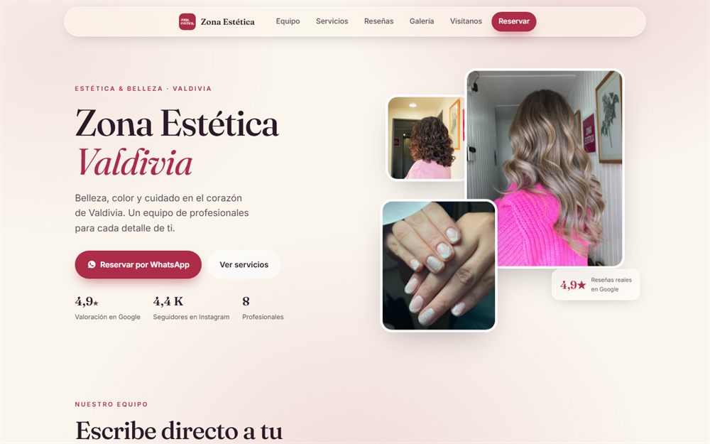 Portada del sitio de Zona Estética Valdivia